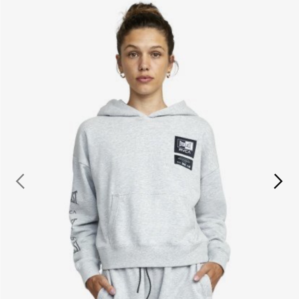 RVCA + Everlast Collab Heathered Gray Cropped Hoodie